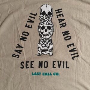 Last Call Co. UniSex Tan 'See No Evil' Graphic Tee Size L